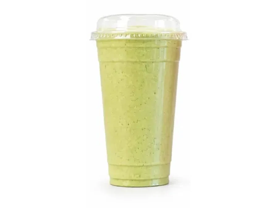 Green Machine protein smoothie with mango, pineapple and greens